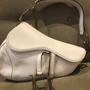 Dior White Saddle Bag